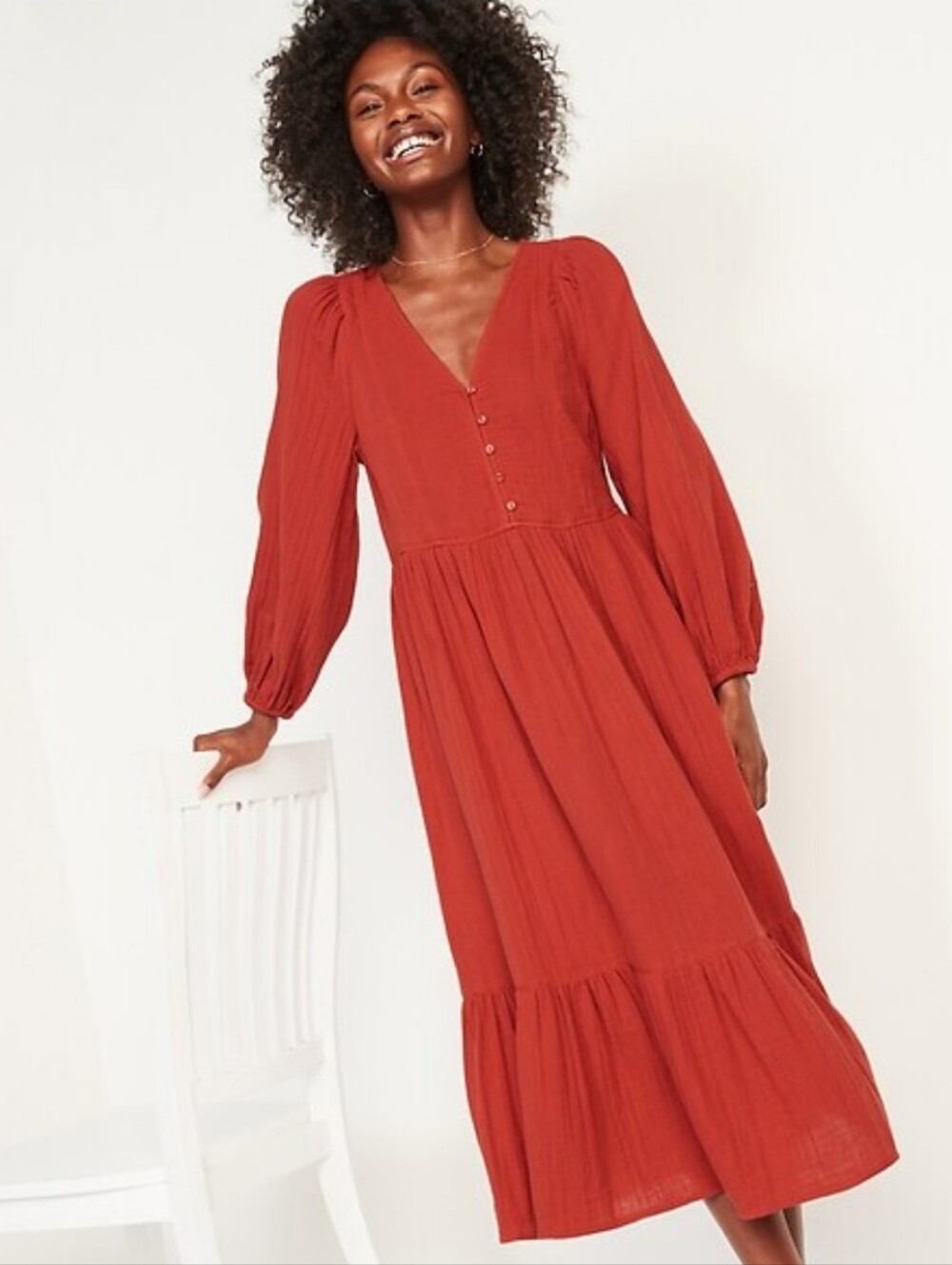 Old Navy 100% Cotton All-Day Maxi tiered Swing Dress teracotta sz XL - Picture 2 of 8